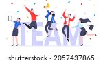 happy business employee team... | Shutterstock .eps vector #2057437865