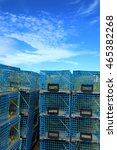 Blue Lobster Cages In A Blue Sky