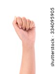 Small photo of hand stranglehold sign isolated on white background