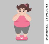 big fat woman worry standing on ... | Shutterstock .eps vector #1549689755