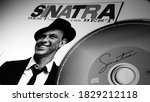 Small photo of Rome, Italy - May 08, 2019: Cover and cd of the Best of by American singer, actor and TV presenter FRANK SINATRA. For many music critics it is the greatest voice of the 20th century