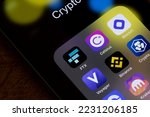 Small photo of Portland, OR, USA - Nov 27, 2022: FTX app is seen among crypto apps on an iPhone. After major crypto exchange FTX filed for bankruptcy protection, the crypto industry is bracing for further fallout.