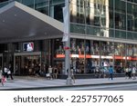 Small photo of New York, NY, USA - July 2, 2022: The MLB New York City Flagship Store on the 6th Avenue in Midtown Manhattan. Major League Baseball (MLB) is the oldest major professional sports league in the world.