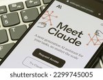 Small photo of Portland, OR, USA - May 7, 2023: Webpage of Claude, a ChatGPT-like AI assistant developed by Anthropic, the AI startup co-founded by former employees of OpenAI, is seen on its corporate website.