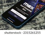 Small photo of Portland, OR, USA - June 9, 2023: Max app login page is seen on an iPhone. Warner Bros. Discovery's Max streaming app is the platform that incorporates content from both HBO Max and Discovery+.