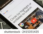 Small photo of Portland, OR, USA - Jan 20, 2024: Introduction to Circle (or highlight or scribble) to Search is seen on Google's blog. Circle to Search is a new way to search on android phones with a simple gesture.