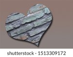 Small photo of close up of a big flinty heart, isolated on brown and gray background with gradient, slanted