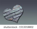 Small photo of close up of a flinty heart, isolated on gray and blue background with gradient, slanted