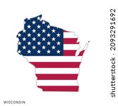 map of wisconsin with usa flag... | Shutterstock .eps vector #2093291692