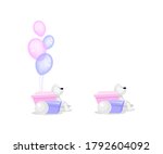 present box with balloons flat... | Shutterstock .eps vector #1792604092