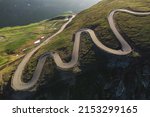 Aerial view of Transalpina mountain road, at sunrise	
