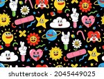 cartoon characters background.... | Shutterstock .eps vector #2045449025