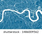 Blue City Map Of London  Uk