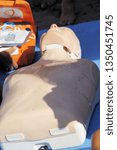 Small photo of First aid training. Cardiac massage. Cardiopulmonary resuscitation - CPR training.