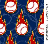 seamless pattern with baseball... | Shutterstock .eps vector #1039977475