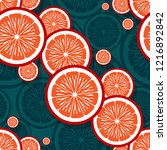 mandarin orange fruit slice... | Shutterstock .eps vector #1216892842