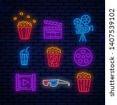 cinema  bright neon signs ... | Shutterstock .eps vector #1407539102