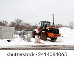 Small photo of Doylestown,PAUSA January 16,2024. A construction site on a snowy winter day. Nobody is working.