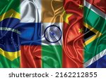 Small photo of BRICS flags of the five countries which are member states of the BRICS association