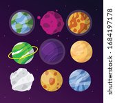 vector set of cartoon planets.... | Shutterstock .eps vector #1684197178