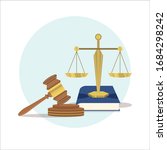 justice scales and wood judge... | Shutterstock .eps vector #1684298242