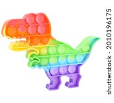 Small photo of Pop it silicone rainbow anti-stress toy isolated on white background. Simple dimple, popular modern stress relief toys for adults and children. Fidget kid toy, Pop Bubble Fidget.