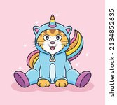 cute cat unicorn with colorful... | Shutterstock .eps vector #2134852635