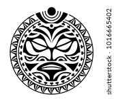 face  sun maori style tattoo ... | Shutterstock .eps vector #1016665402
