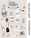 zero waste life set. glass jar... | Shutterstock .eps vector #1397135705