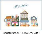 collection of cute house  shop  ... | Shutterstock .eps vector #1452093935