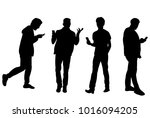  silhouette of guy with phone... | Shutterstock . vector #1016094205