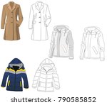 coat and sketch of coat and... | Shutterstock .eps vector #790585852
