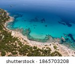 Small photo of aerial view of Porto sa Ruxi beach in Villasimius