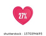 27 percent in pink color heart... | Shutterstock . vector #1570394695
