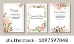 set of cards with flowers ... | Shutterstock .eps vector #1097597048