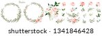 pink rose. set  wreaths  floral ... | Shutterstock .eps vector #1341846428