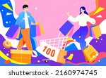 boys and girls are shopping... | Shutterstock .eps vector #2160974745
