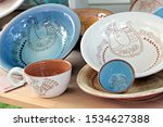 Small photo of composition of sardinian artisanship pottery