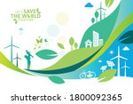 ecology.green cities help the... | Shutterstock .eps vector #1800092365