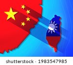 China and Taiwan relationship illustration. Shadow of China