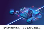isometric supercomputer server... | Shutterstock .eps vector #1912925068