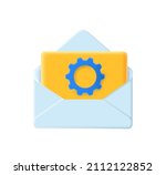 3d envelope icon with a gear... | Shutterstock .eps vector #2112122852