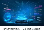 empty blue neon futuristic... | Shutterstock .eps vector #2145532085