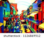 italian street in very bright... | Shutterstock . vector #1126869512