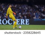 Small photo of SSC Napoli's Italian goalkeeper Alex Meret controls the ball during the Serie A football match between SSC Napoli and SS Lazio at the Diego Armando Maradona stadium in Naples, 02-09-23.