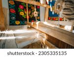Traditional loom in rustic room