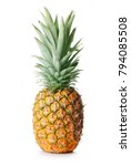single whole pineapple isolated on white background