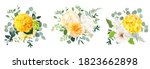 yellow hydrangea  mustard rose  ... | Shutterstock .eps vector #1823662898