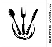 cutlery icon  fork  spoon and... | Shutterstock .eps vector #2003058782