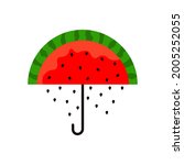 watermelon umbrella and seeds... | Shutterstock .eps vector #2005252055